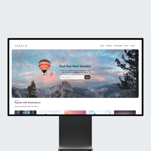 travel ui mockup